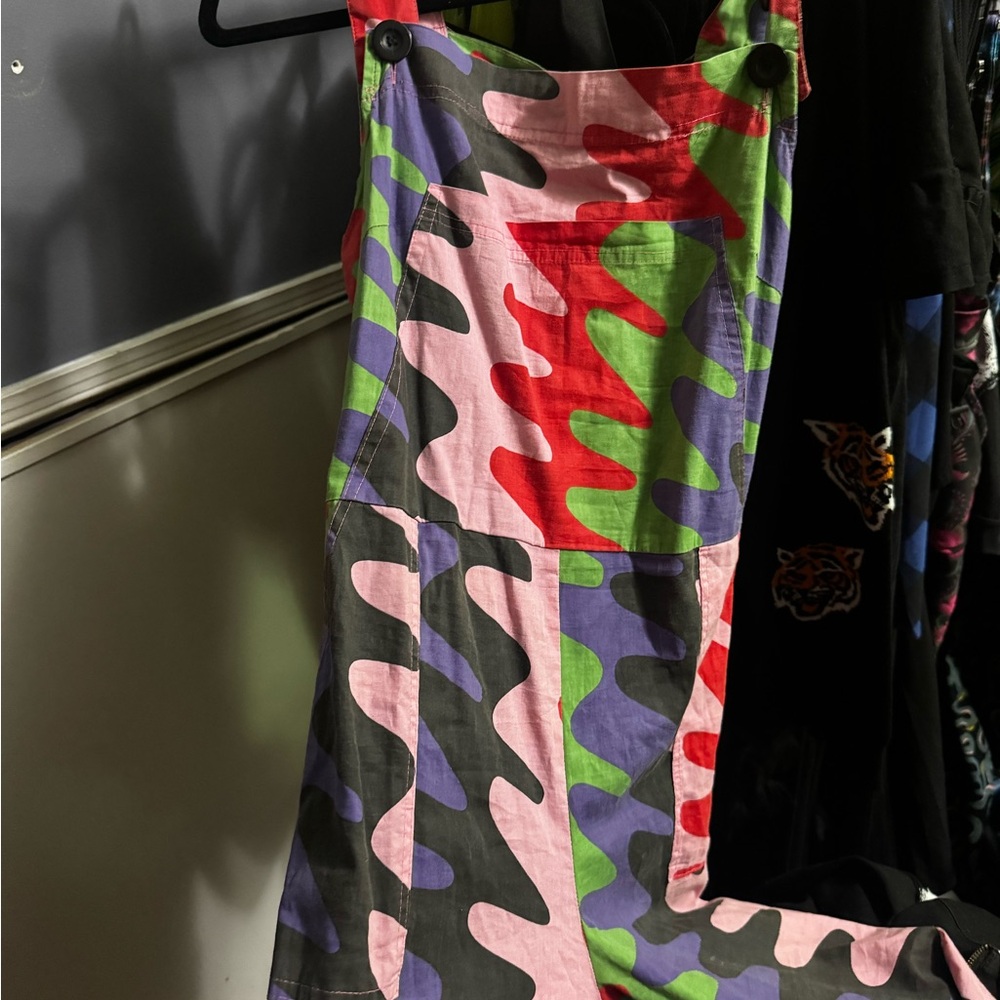 Nooworks Classic Overalls Static Print Pink Black Women's Size L Large - Picture 4 of 4